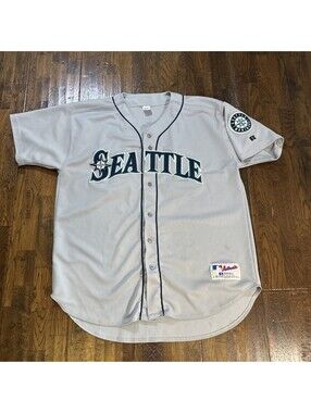 Vintage 90s Russell Athletic Seattle Mariners Road Gray Baseball Jersey Size 52